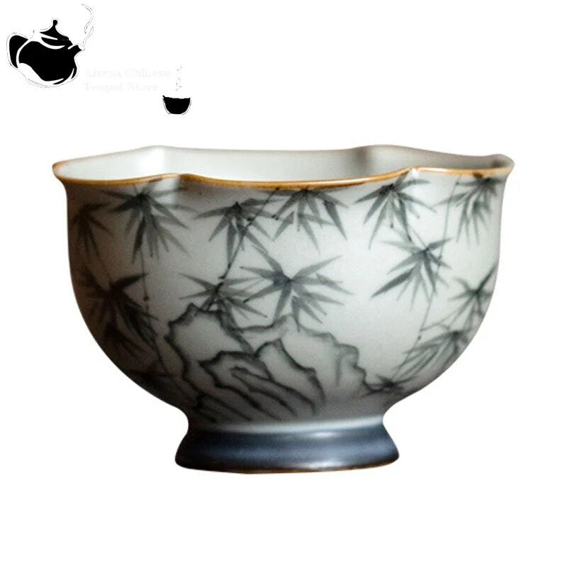 Hand-painted Bamboo Flower Mouth Tea Cup Chinese Style Cup Retro Style Home