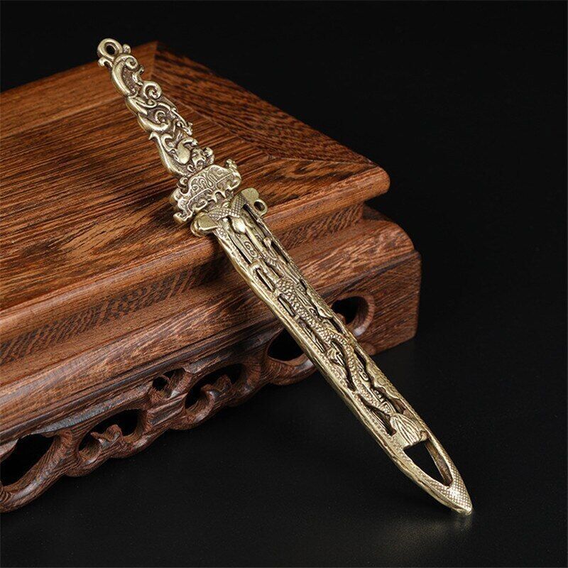 New Bronze Dragon Sword Miniature Figurines Desk Ornament Home Feng Shui Pendant