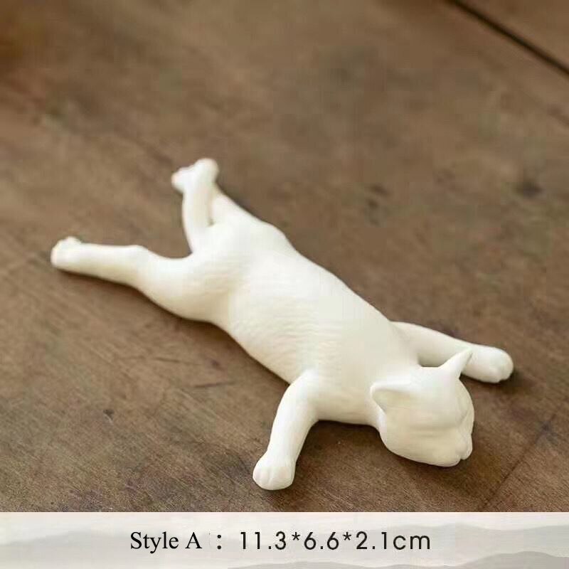 4.4“ Ceramic Teapets Cute Cat White Tea Play Chinese Tea Set Decoration