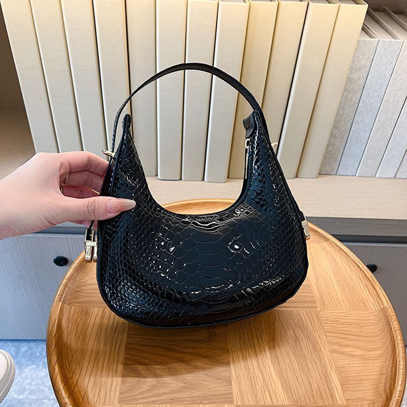 Versatile Bags Luxury Stone Design Handbag Shoulder Underarm Half Moon Purse 1PC