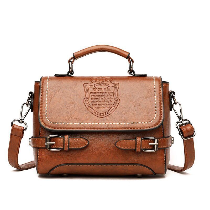 Shell Lock Bag Vintage Women Synthetic Leather Tote Shoulder Crossbody Handbags