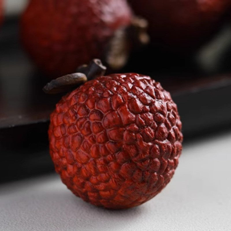 4.2cm Natural Solid Wood Sandalwood Litchi Ornament Office Tea Table Handicrafts