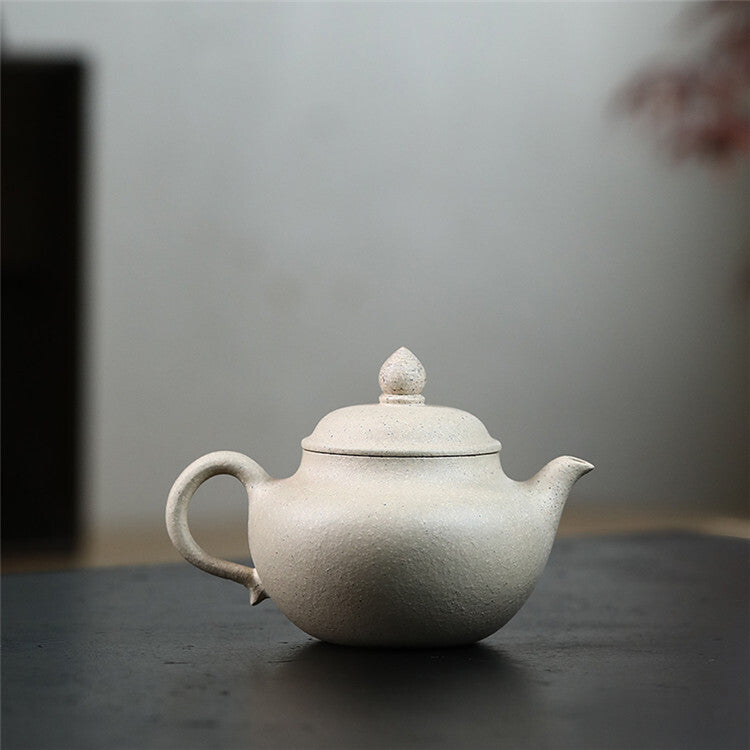 Yixing Zisha White Clay Pottery Handmade Tea Pot Bird Branch Marked Tea Pot