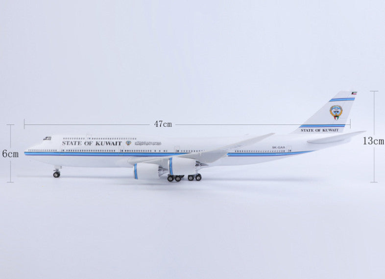 1:160 47CM STATE OF KUWAIT BOEING 747-8 Plane Landing Gear Resin Aircraft Model