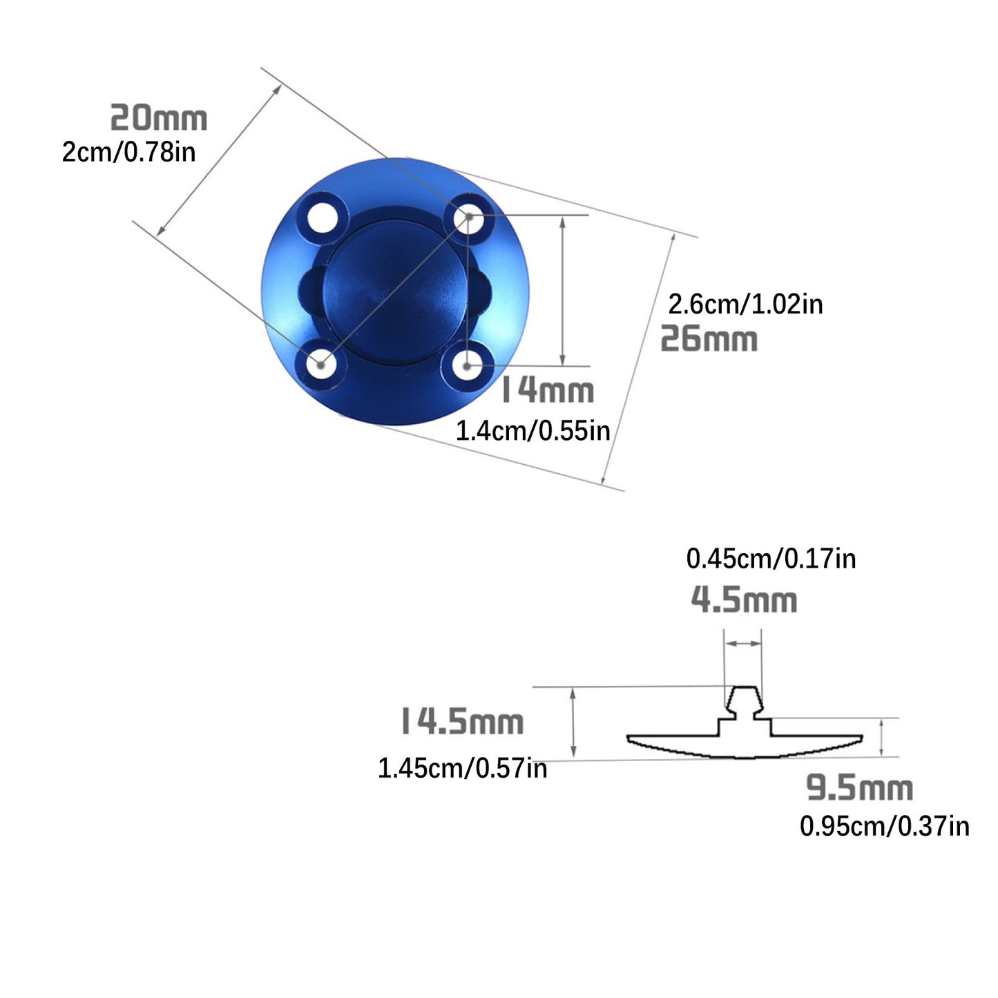 Blue Alloy Round Fuel Dot Cap Oil Tank Plug For RC Airplane Aircraft Model cc