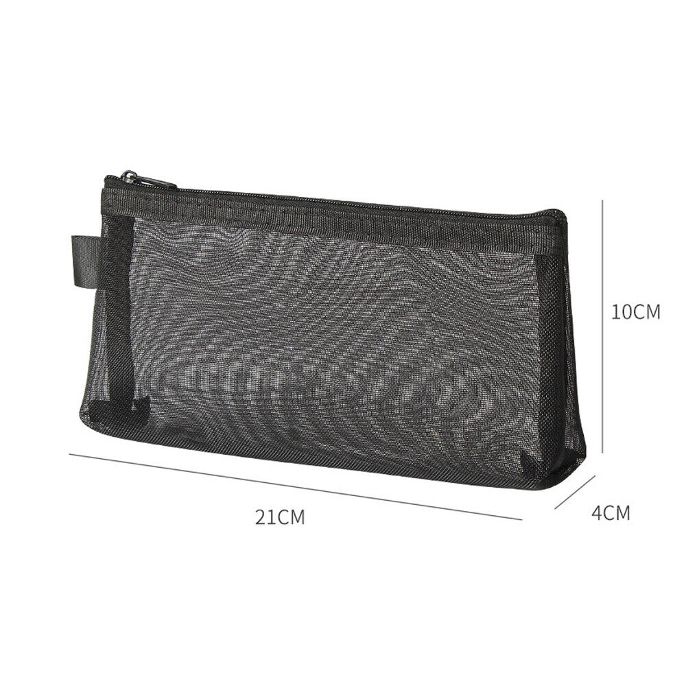 Mesh Pencil Pen Case Zipper Travel Pouch Cosmetic Bag Storage Stationery ಇ