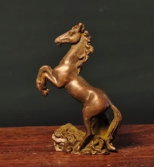 Chinese bronze hand casting horse statue collectable figure tea pet table decor