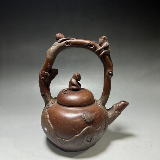 Chinese Yixing Zisha Clay Handmade Exquisite Teapot(五代封侯 底款:时大彬)