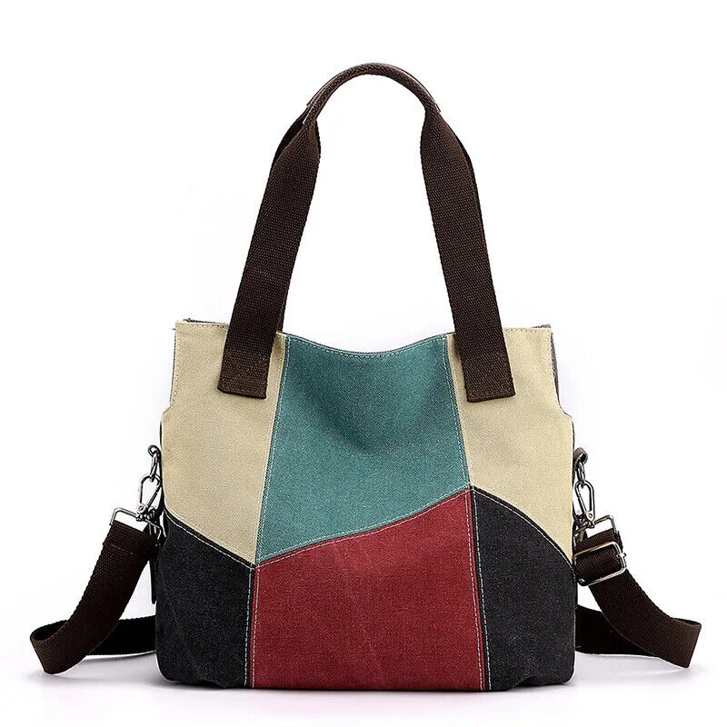 Women's Bag Canvas Bag Women's Patchwork Bag Shoulder Handbag