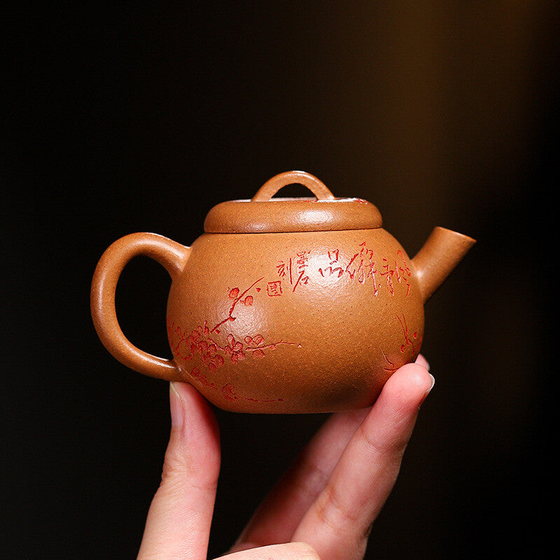 True Yixing Zisha Jiangpo Clay Tea Pot Hand Carved Master Pot 100ml Kungfu Pot