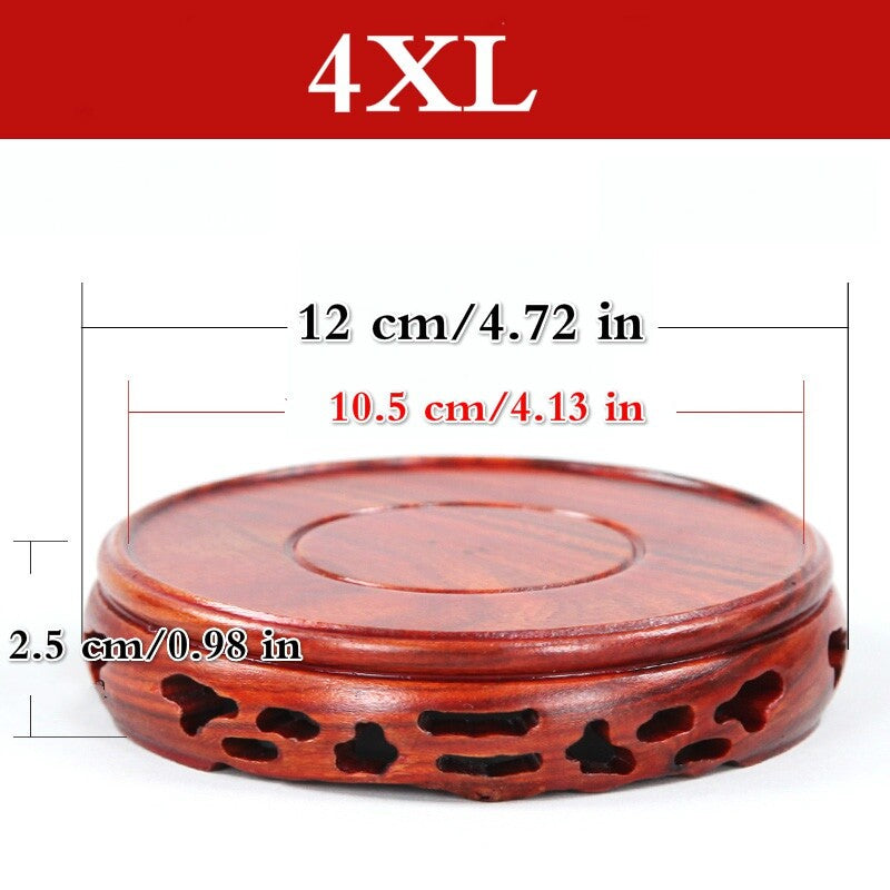 Round Annatto Display Stand Wood Carving Hollow Pedestal Flower Pot Base Crafts