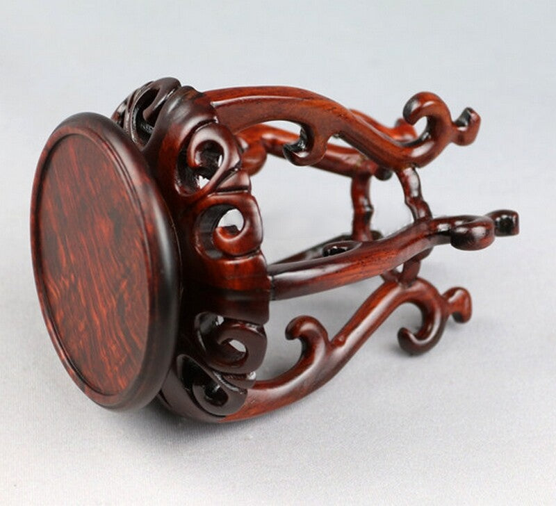 Rosewood Carved Fishbowl Display Stand Bonsai Teapot Stone Vase Flower Rack Base