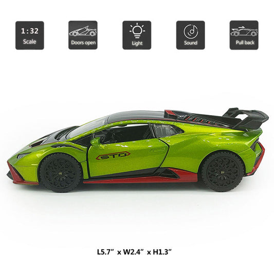 1/32 Lamborghini Hurncan STO Model Car Diecast Toy Vehicle for Boys Kids Green