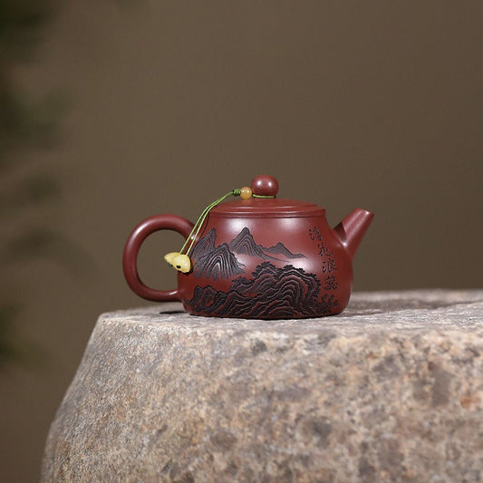 Yixing Zisha Teapot Dragon Blood Sand Peony Shi Piao 200cc Handmade Tea Pot