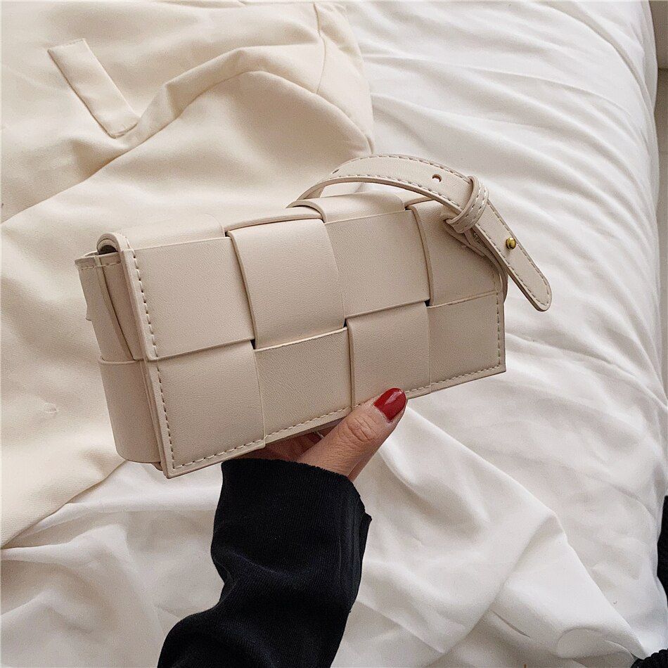Weave Leather Mini Wallet Luxury Shoulder Bag Fanny Pack Purse Handbag 20*10*5CM