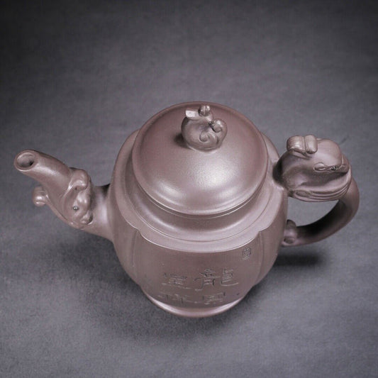 vintage chinese yixing purple clay teapot zisha ceramic dragon phoenix teaware