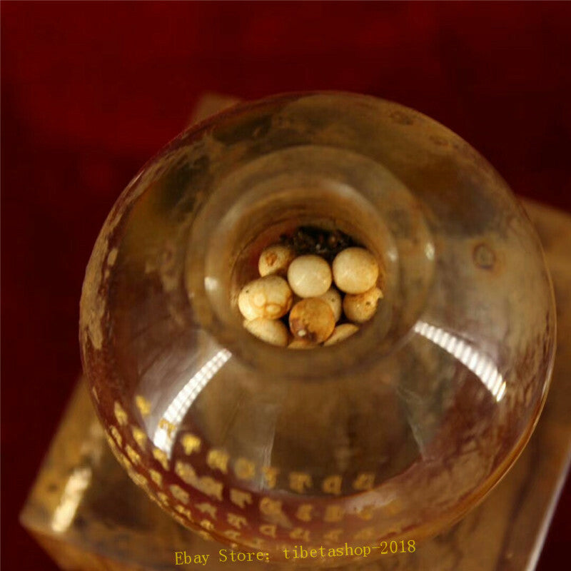 4.7inch Old Temple Crystal Gilt Scripture Stupa Sarira Buddha Relic Collection