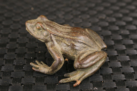 Rare old bronze hand carving fortune Jin Chan statue collectable frog Tea Pet