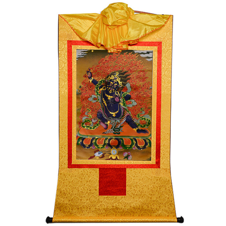 35cm New Buddhism Buddha Print Silk Gild Thangka Vajrapani Buddha Thanka