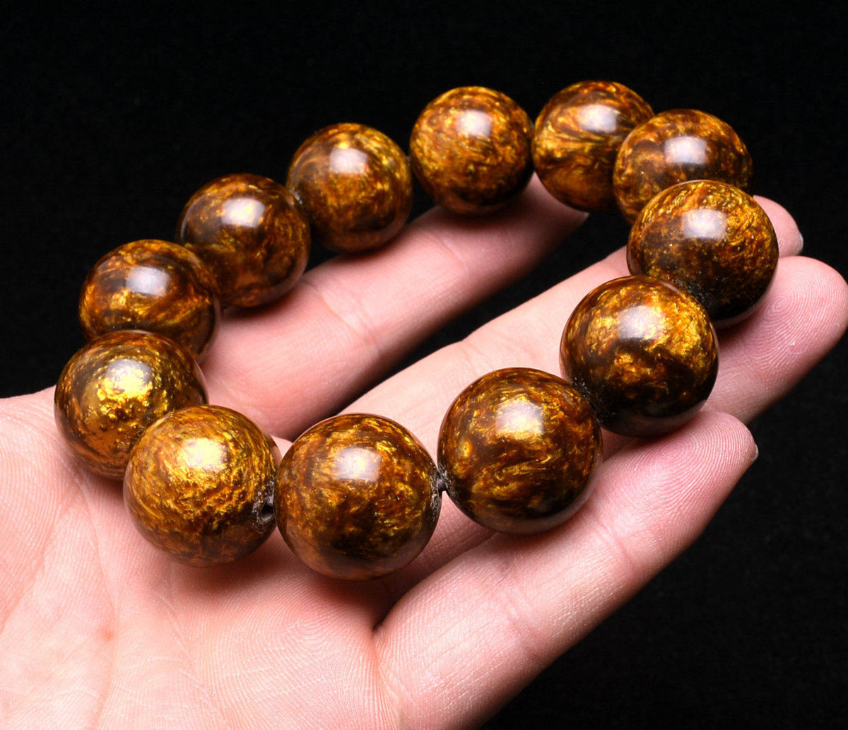 Genuine Golden Black Coral Sea Willow Bracelet Beads 12 mm