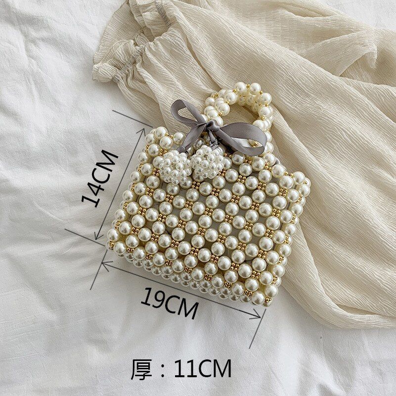 Mini Pearl Small Messenger Bag Summer Pearl Purse Handmade Beaded Phone Pouch
