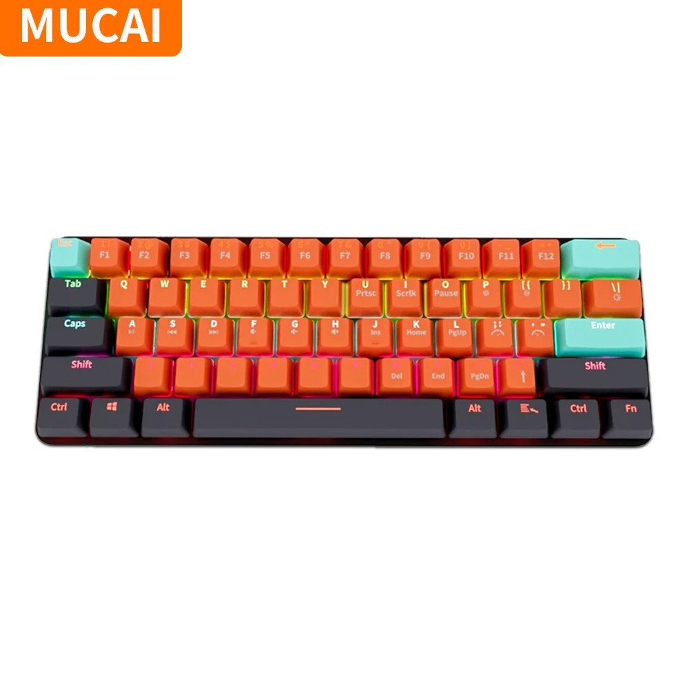 MUCAI MKA610 USB Mini Mechanical Gaming Wired Keyboard Red Switch 61 Key Gamer f
