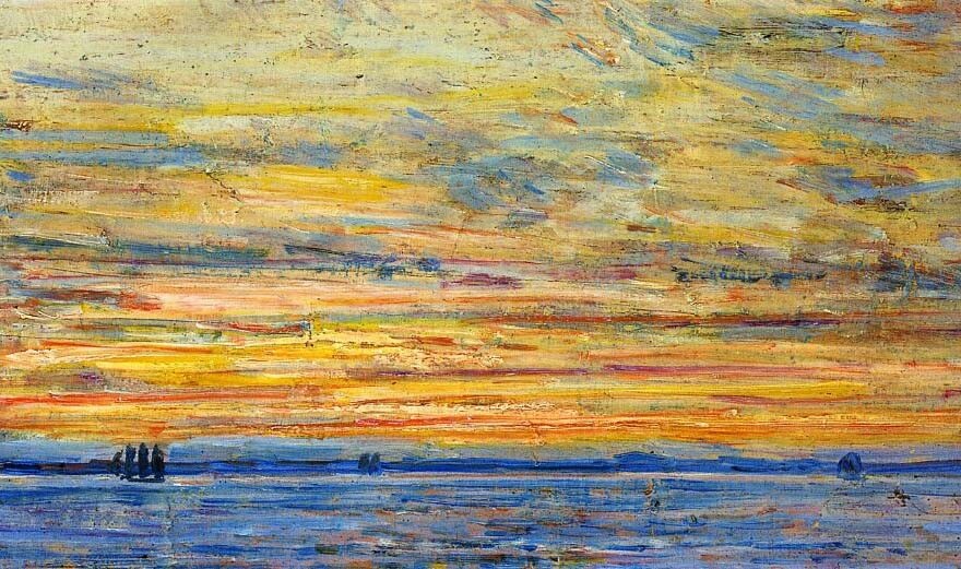 Oil painting impression art seascape landscape Evening-Frederick-Childe-Hassam