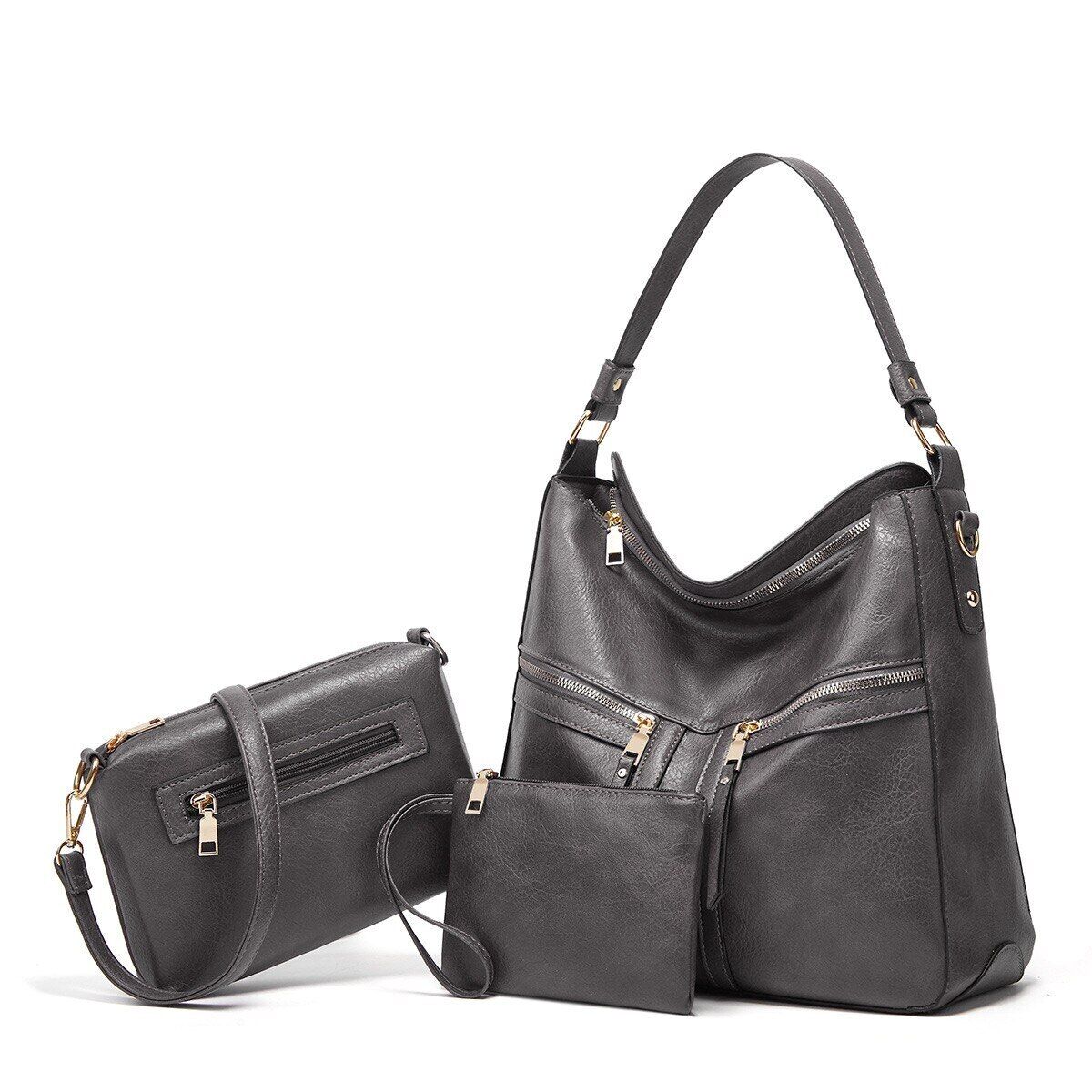 Women's Black Tote Bag New Fashion Simple Shoulder Bag Hand Messenger Bag