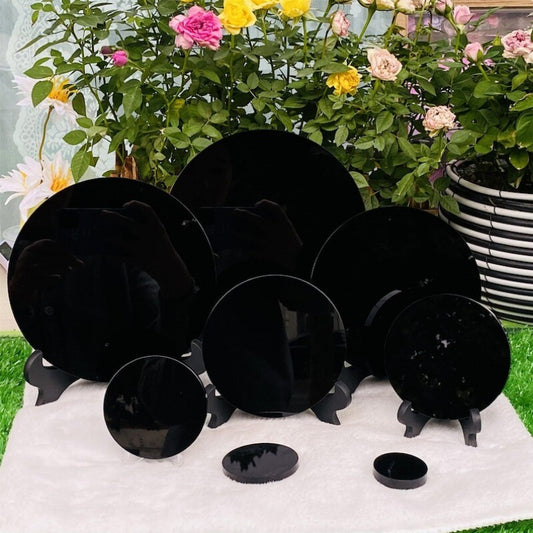 Natural Obsidian Mirror Obsidian Wafer Crystal Mirror Crystal Gifts healing 1pc