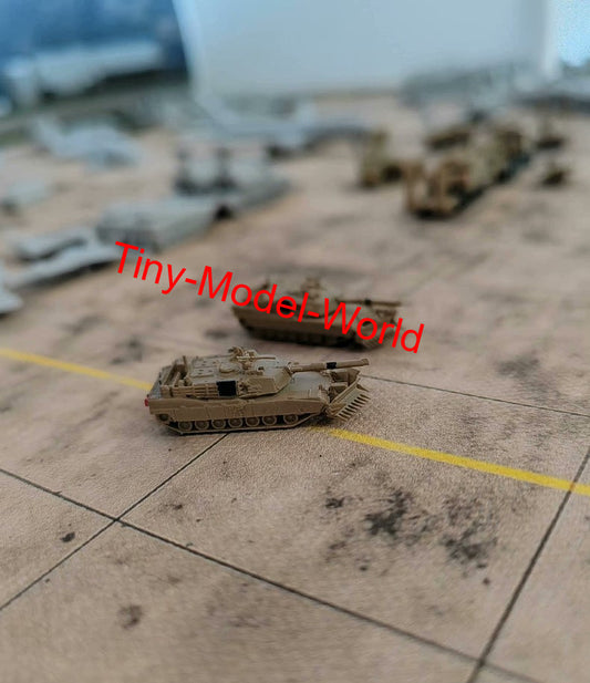 3D printed finished model 1/350 American M1A2 Tank engineering vehicle