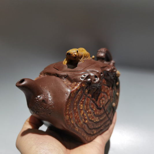 Chinese Yixing Zisha Clay Handmade Exquisite Teapot (虎虎生威 底款:汪寅仙 )