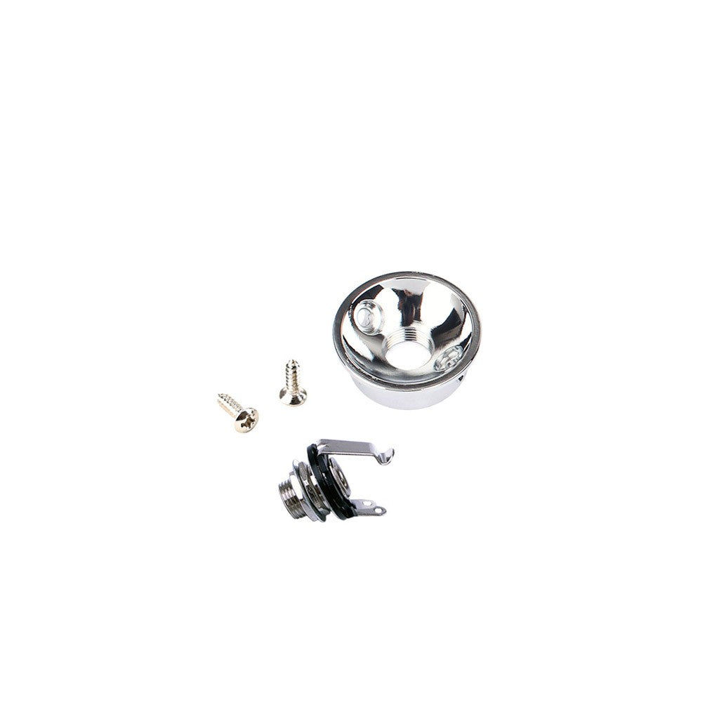6.35mm Plug Socket Jack Plate Holder Electrosocket Electric Guitar Chrome Tool[