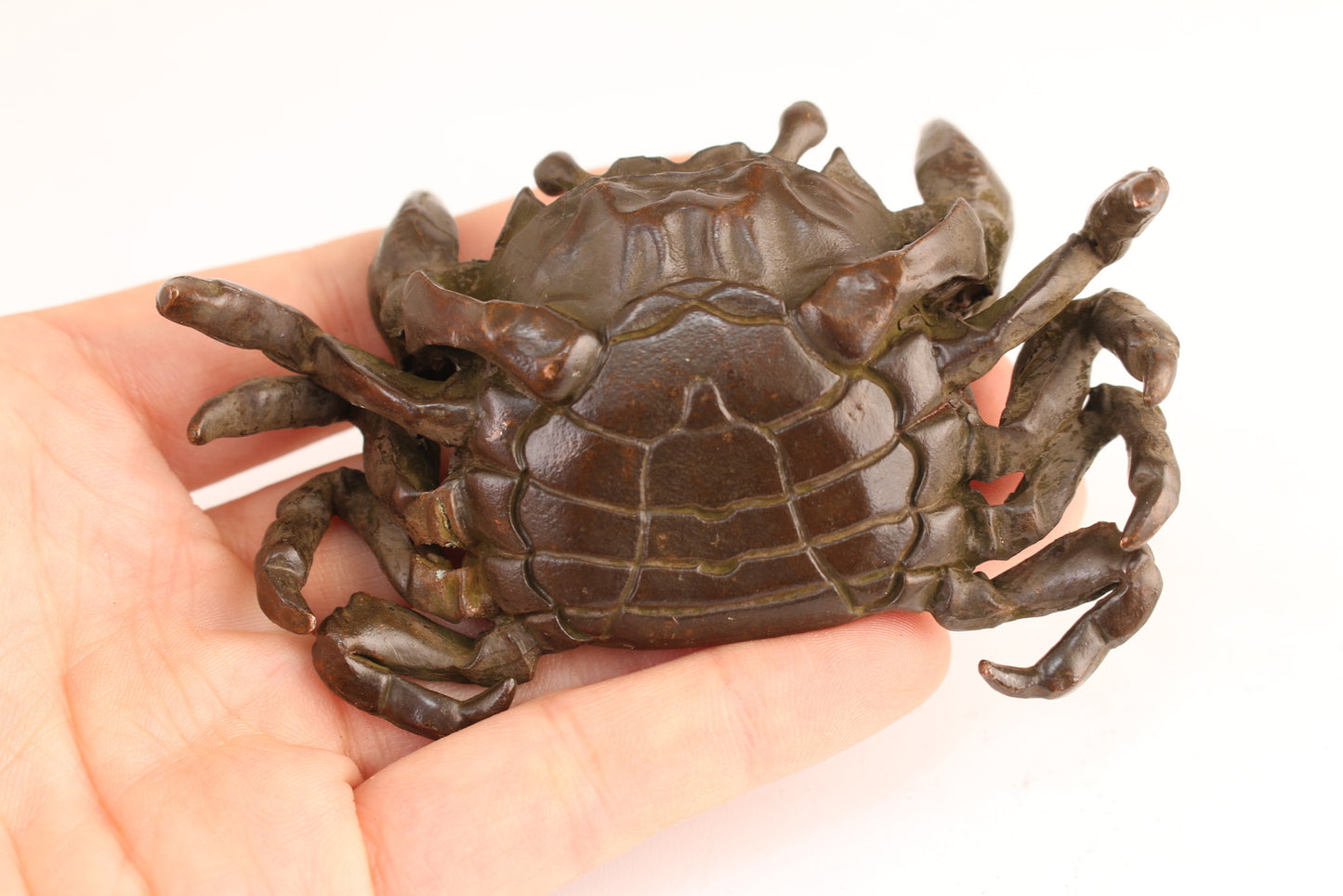 Big China Bronze Handmade Crab Statue Collectable Tea Pet Hand Piece Table Decor
