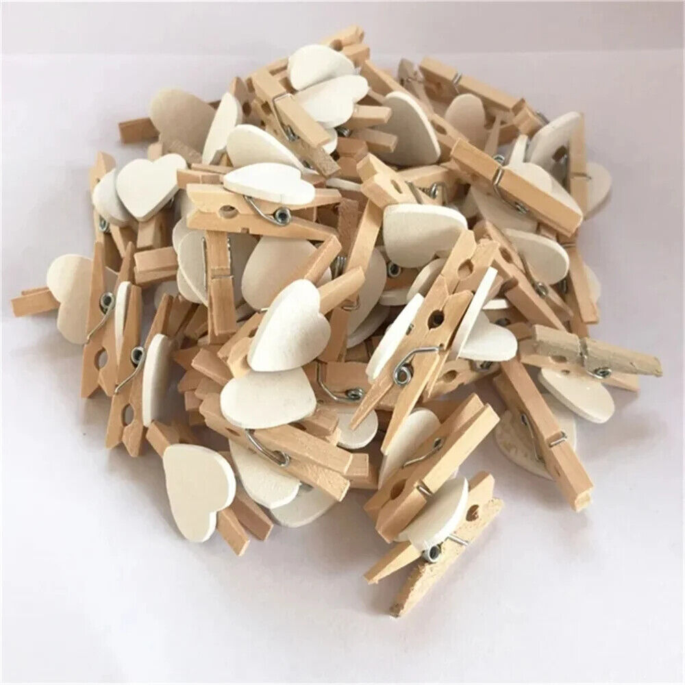 Craft Clothespin 50Pcs Wooden Clips Love Heart Pegs DIY Wedding Venue Decoration