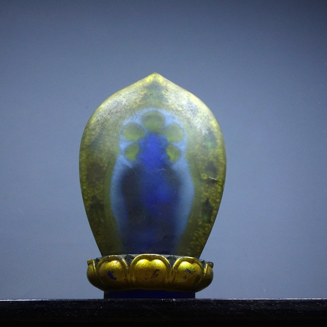 Vintage Old Liuli Medicine Buddha, Hand-Painted Gilded, 13.5cm, Qianlong Mark