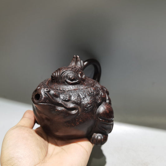vintage China yixing purple clay teapot zisha ceremony ceramic Toad teaware art