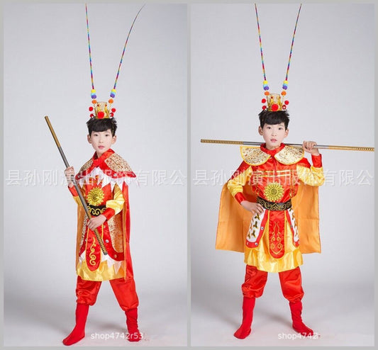 Chinese Traditional Performance Monkey King Cosplay Clothing Children Costumes