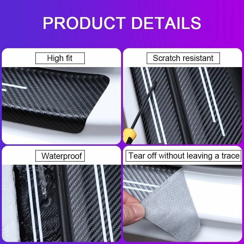 4pcs Car Sticker Door Carbon Leather Fiber Sill Plate For BMW E91 E46 E92 E93 M3