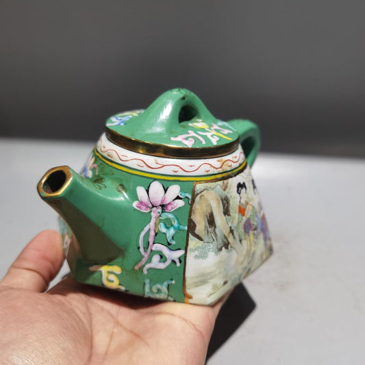 China Yixing Zisha Clay Handmade Exquisite Kung Fu Tea Set Teapot 描金彩绘壶 底款:金鼎商标