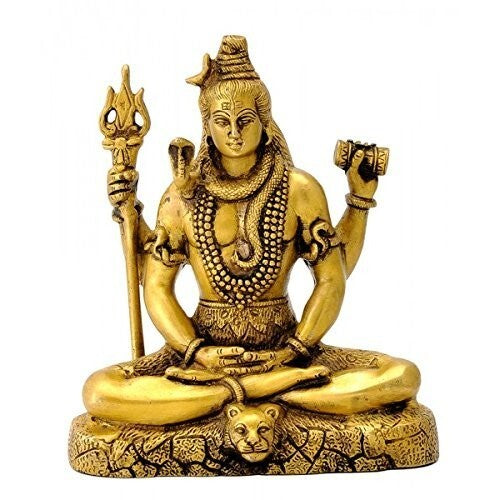 Hindu God Lord Brass Shiva Doing Meditation Idol Statute Figurine
