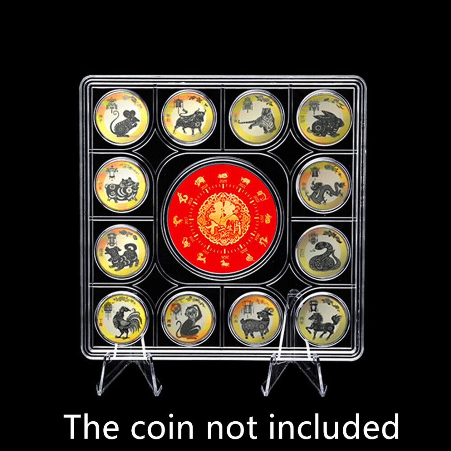 12 Coins Storage Box 27MM Commemorative Coin Display Holder Collection Case Box