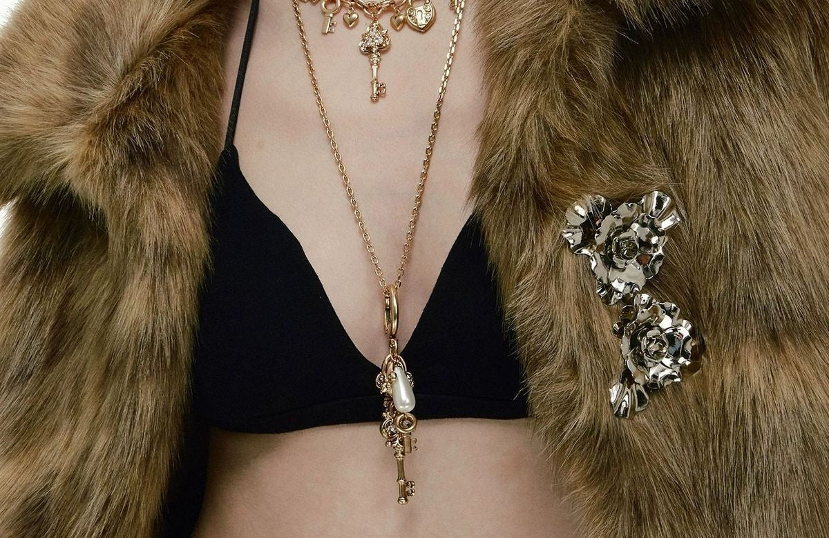 Vintage Gold Key Pendant Layered Chain Necklace