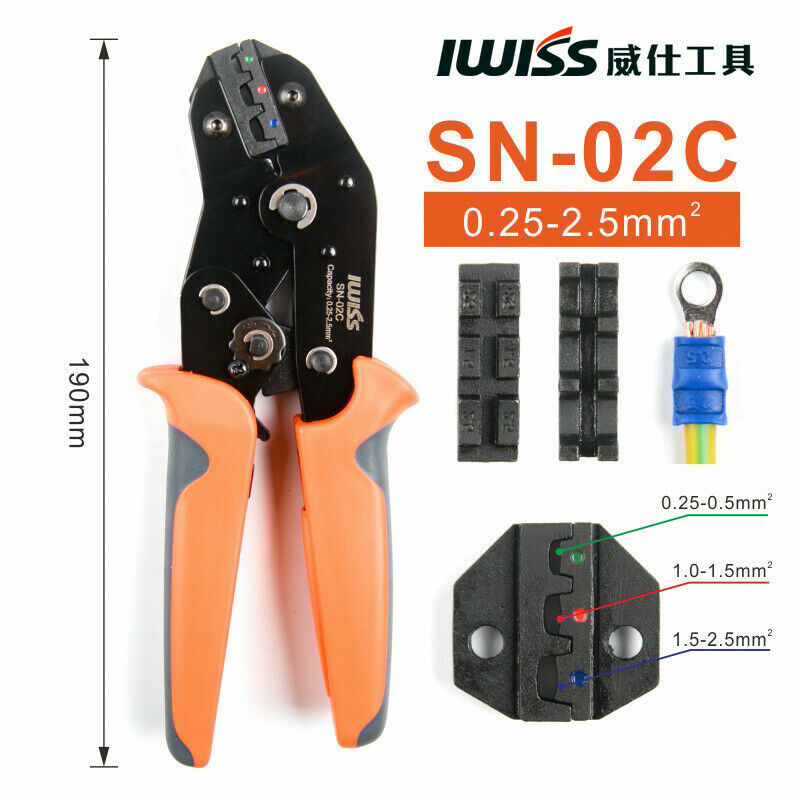 IWISS SN-02 Crimping Tool Crimper Plier 0.25-2.5mm2 Ratchet Termial Hand Tool