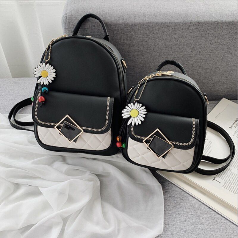 Backpack Women Solid Color Small Synthetic Leather Purse 18*8*23/22*11*28 CM S/L