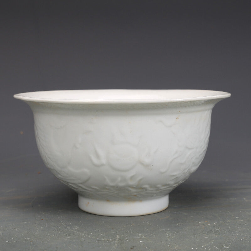 5.5" Chinese Yuan Nightlight Porcelain White Glaze 12 Zodiac Animal Dragon Cup