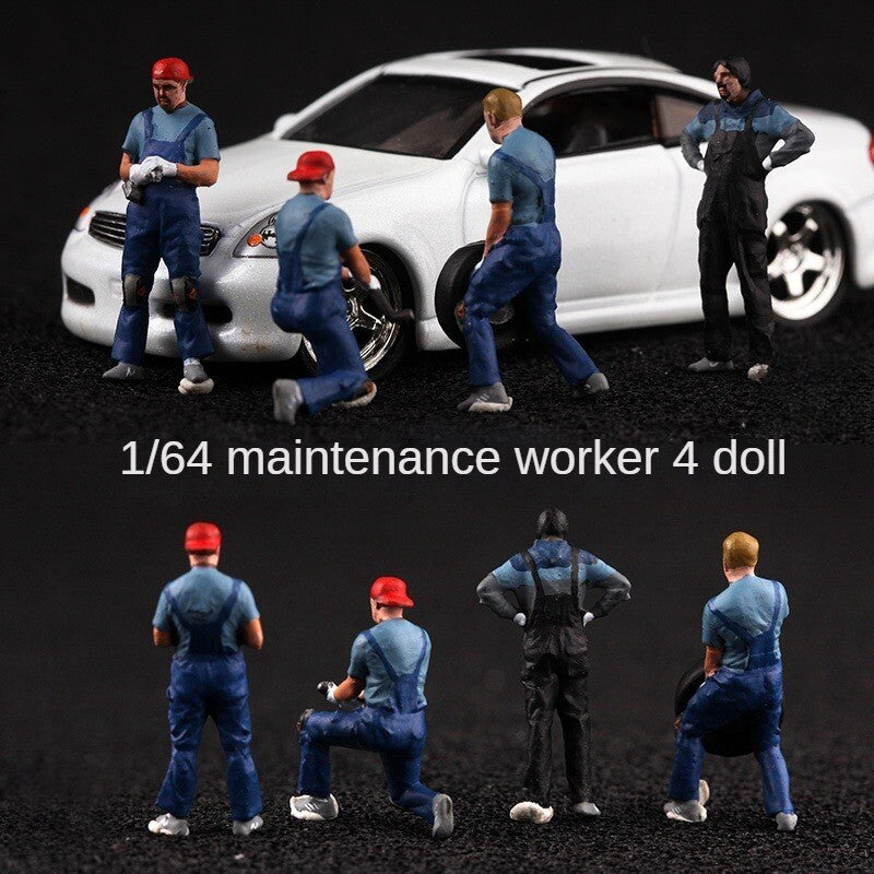 1/72 Maintenance Worker Team Model Figure Painted for Mini Scene