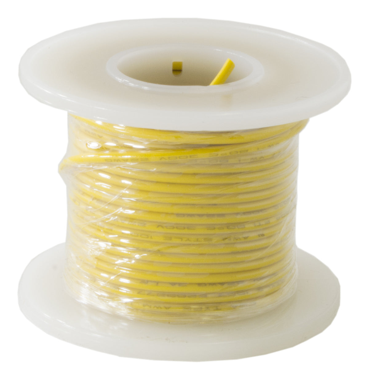 25 Feet Yellow 22 Gauge Solid Hook-Up Wire, Tinned Copper, PVC Insulation