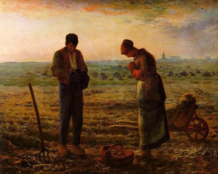 Art Oil painting Millet Husband and wife in the fields sown in sunset canvas 36"