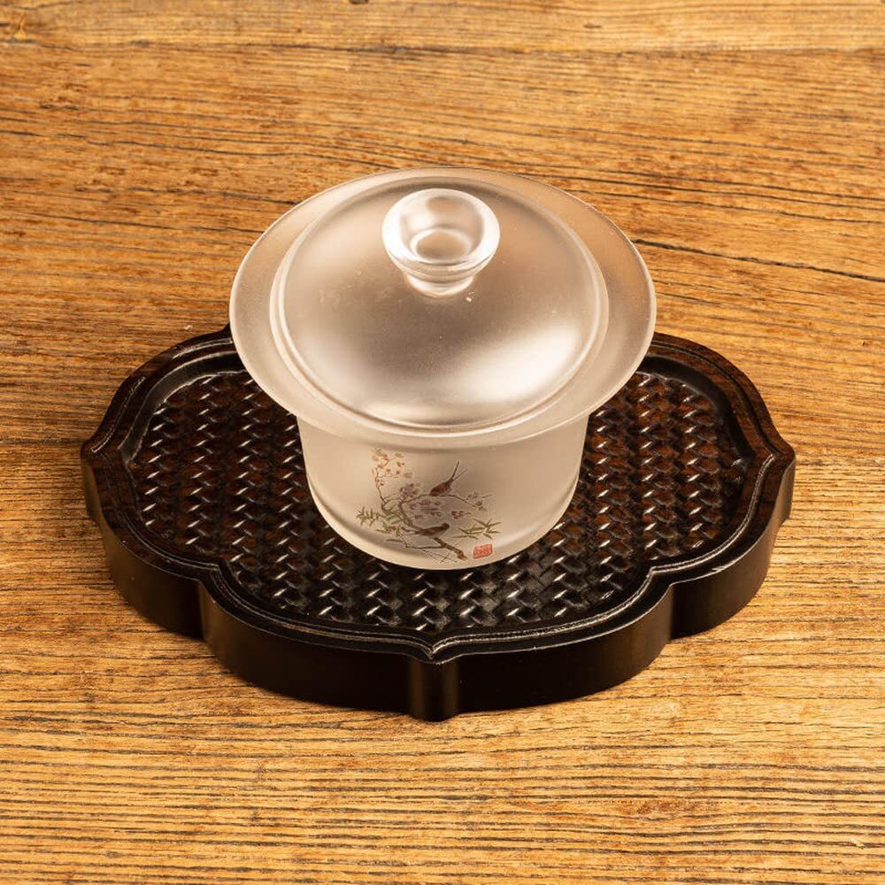 18cm Solid Wood Carved Household Tea Tray Kung Fu Tea Set Tea Decor