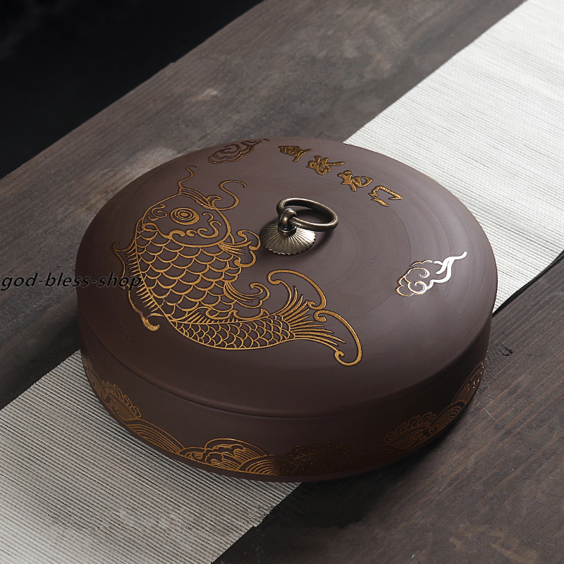 Chinese Yixing Zisha Purple Clay Tea Caddy Sealed Canister For Pu'er Loose Tea